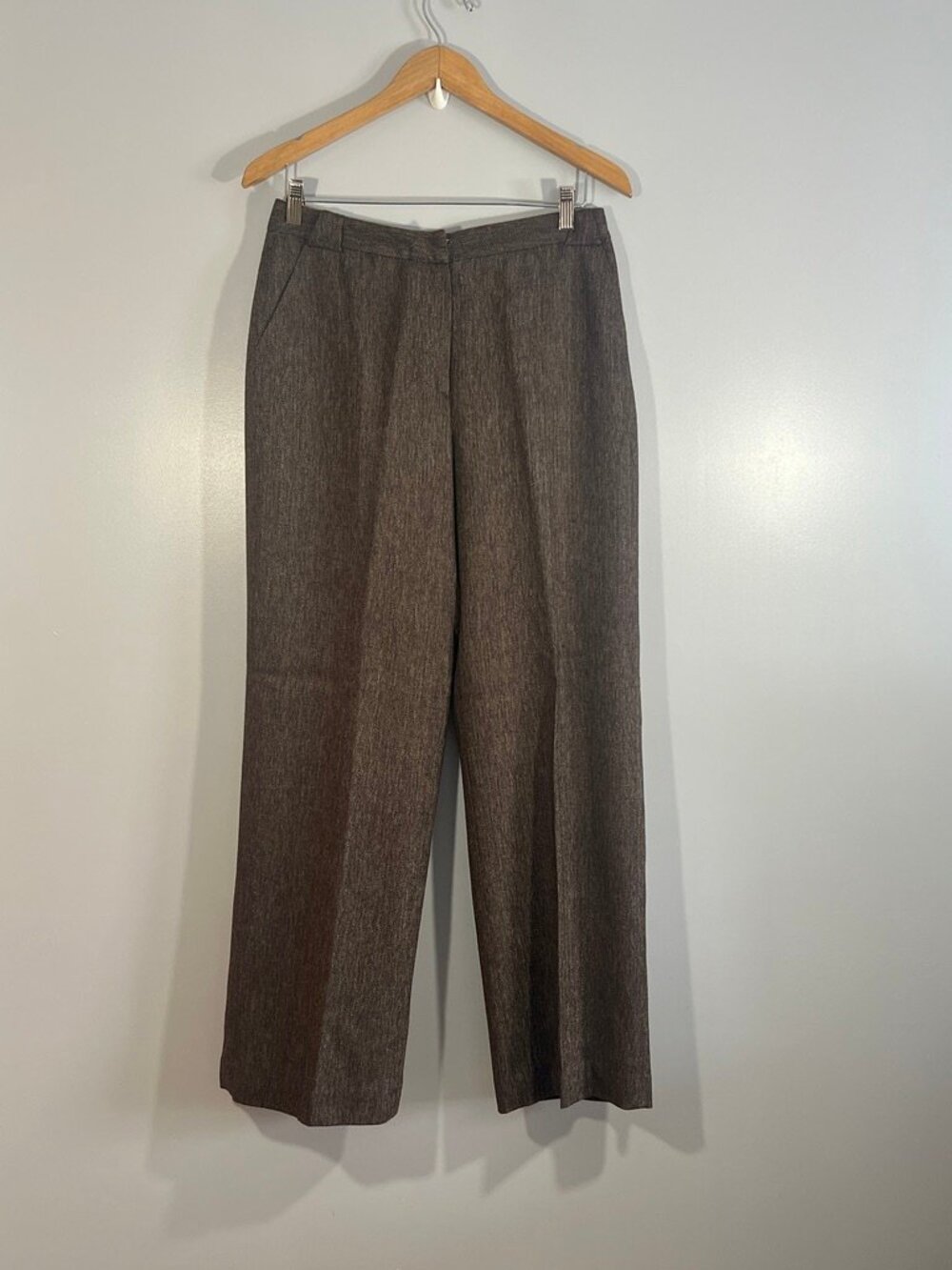 Vintage 100% Wool Wide Leg High Waist Brown Trousers
